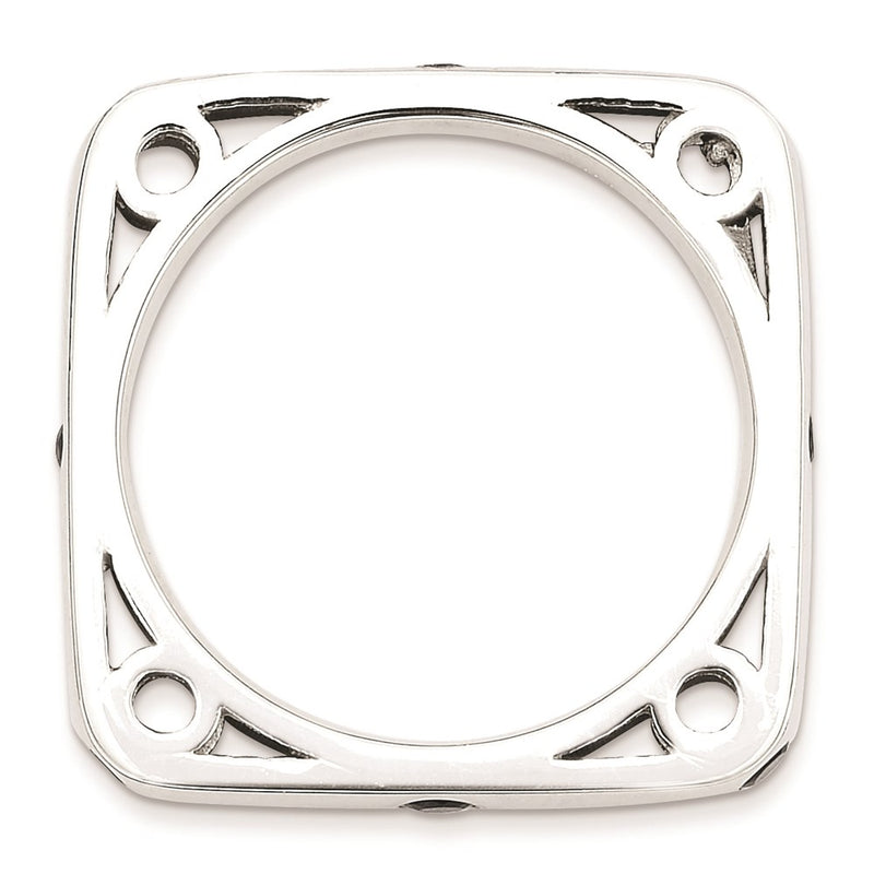 Sterling Silver Stackable Expressions Polished Created Sapphire Square Ring (Size 9 Only)