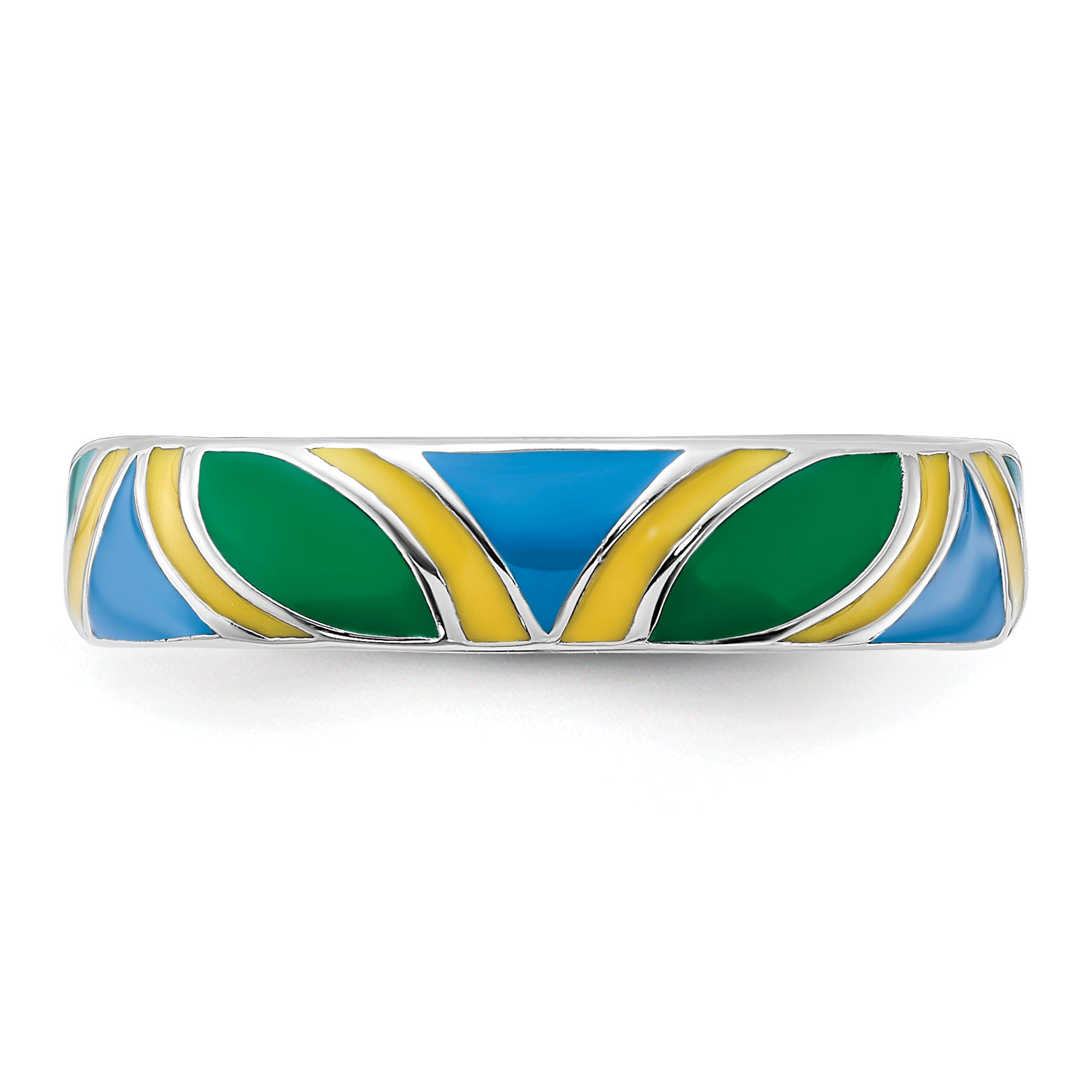 Sterling Silver Stackable Expressions Polished Multi Color Enameled Ring