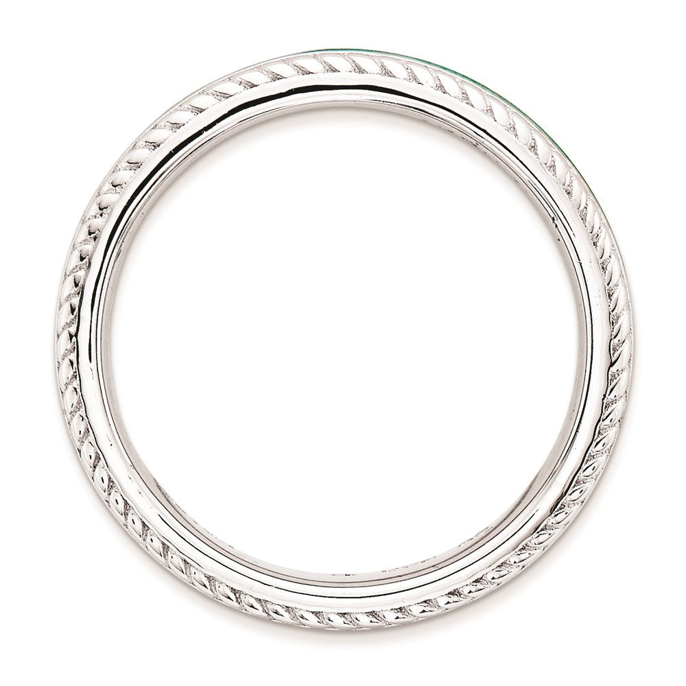 Sterling Silver Stackable Expressions Polished Green Enameled Ring (Size 5 Only)