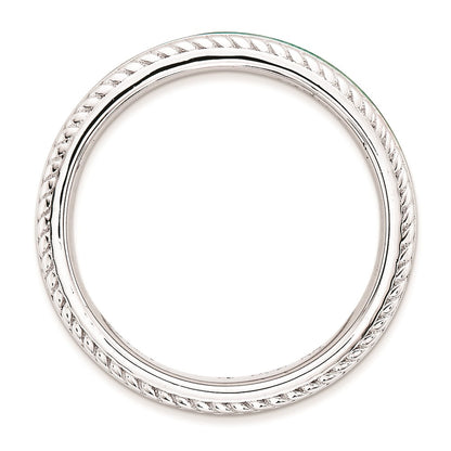 Sterling Silver Stackable Expressions Polished Green Enameled Ring (Size 5 Only)