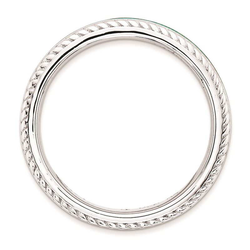 Sterling Silver Stackable Expressions Polished Green Enameled Ring (Size 5 Only)