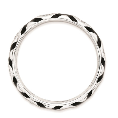 Sterling Silver Stackable Expressions Polished Cz & Enameled Ring