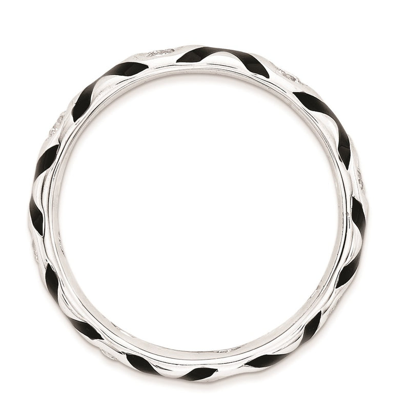 Sterling Silver Stackable Expressions Polished Cz & Enameled Ring