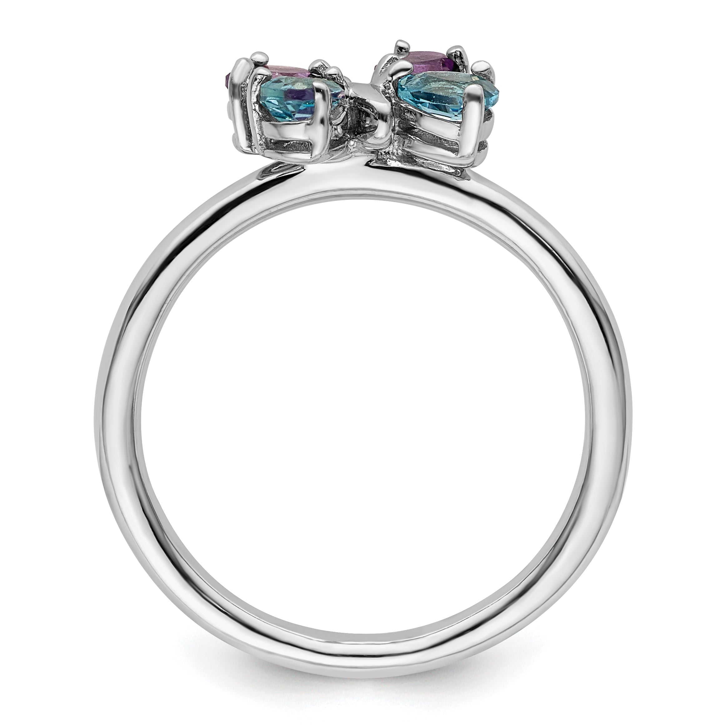 Sterling Silver Stackable Expressions Polished Bt & Am Butterfly Ring