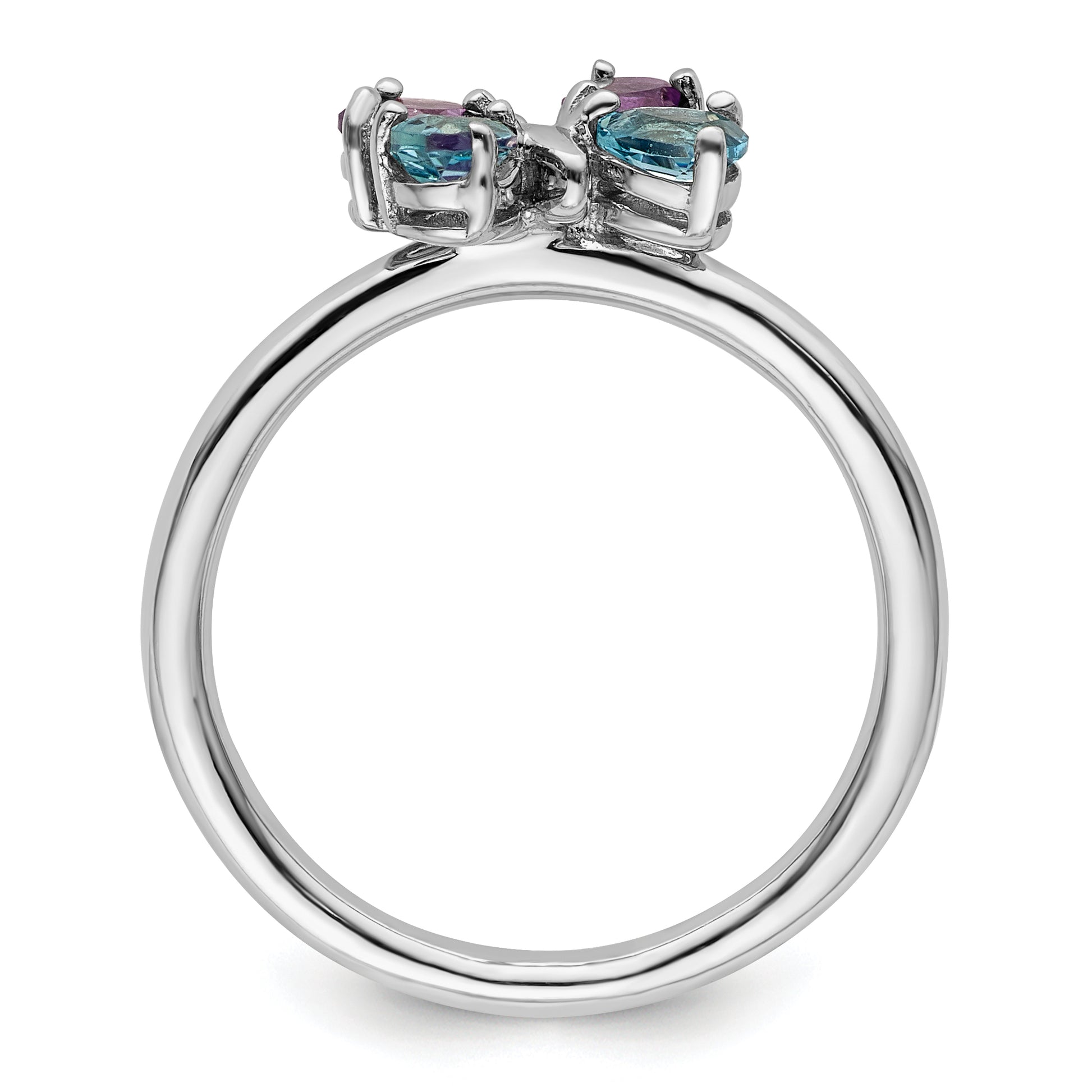 Sterling Silver Stackable Expressions Polished Bt & Am Butterfly Ring