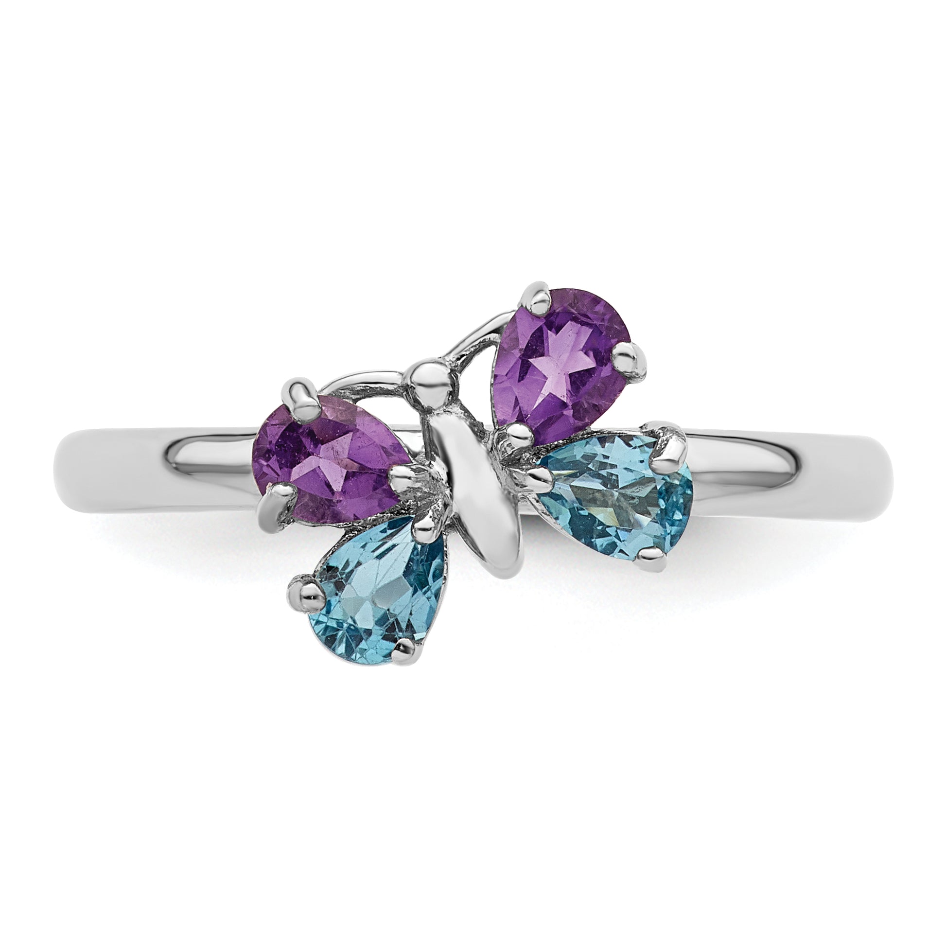 Sterling Silver Stackable Expressions Polished Bt & Am Butterfly Ring