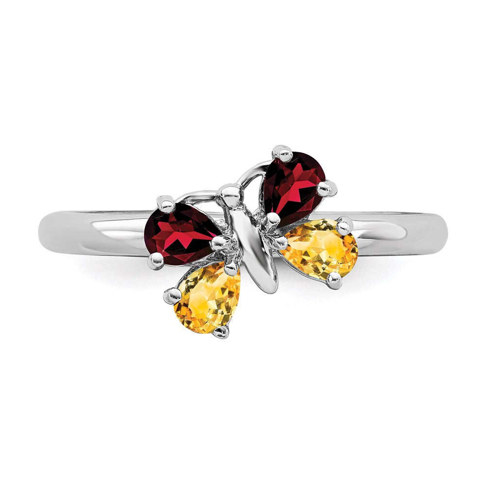 Sterling Silver Stackable Expressions Polished Ci & Ga Butterfly Ring