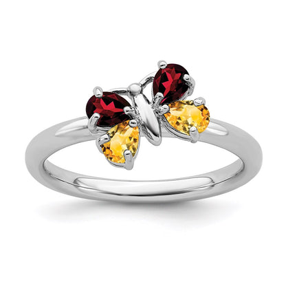 Sterling Silver Stackable Expressions Polished Ci & Ga Butterfly Ring