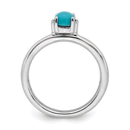 Sterling Silver Stackable Expressions Polished Turquoise Ring