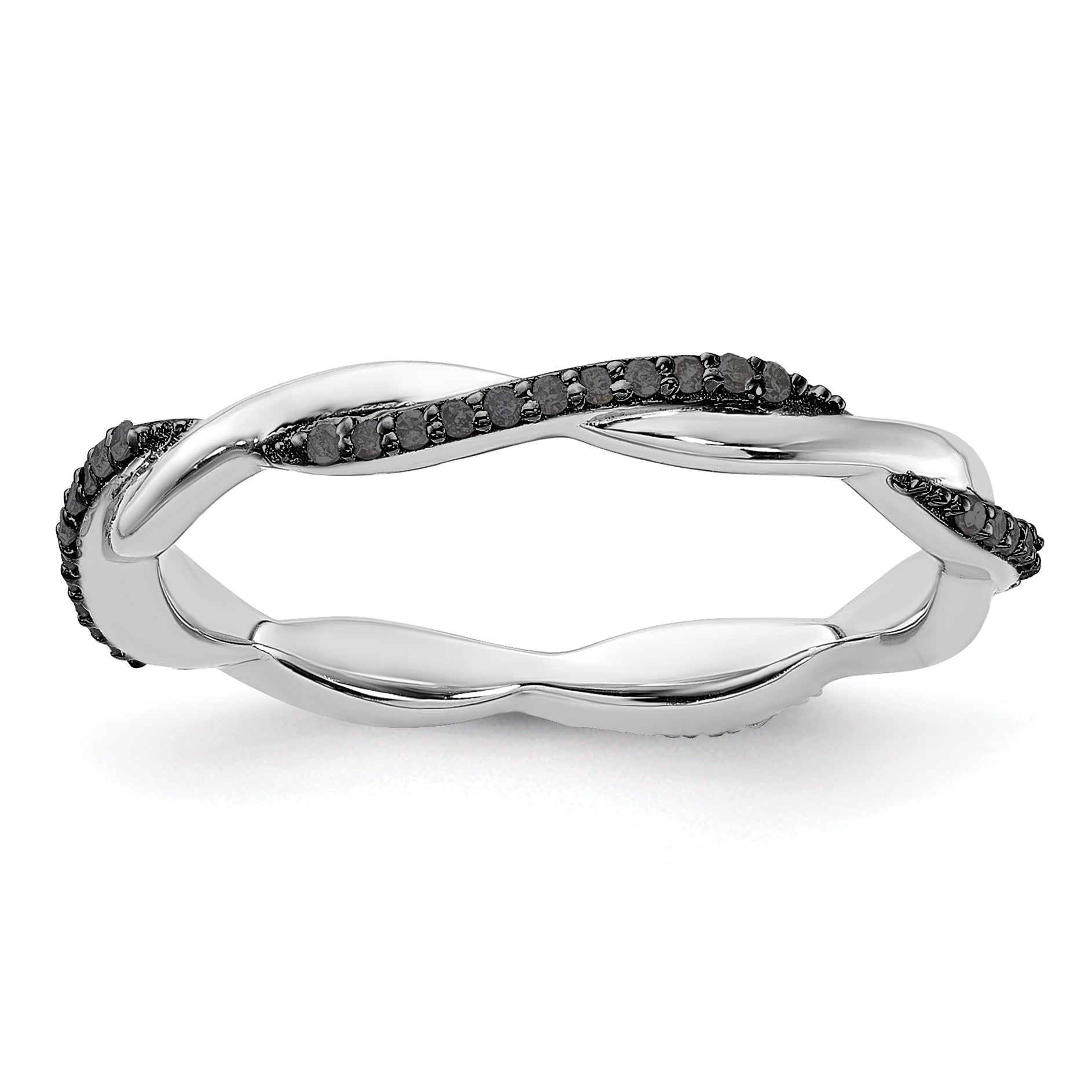 Sterling Silver Stackable Expressions Polished Black Diamond Ring