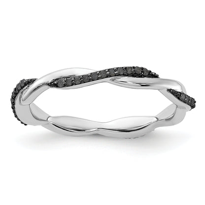 Sterling Silver Stackable Expressions Polished Black Diamond Ring