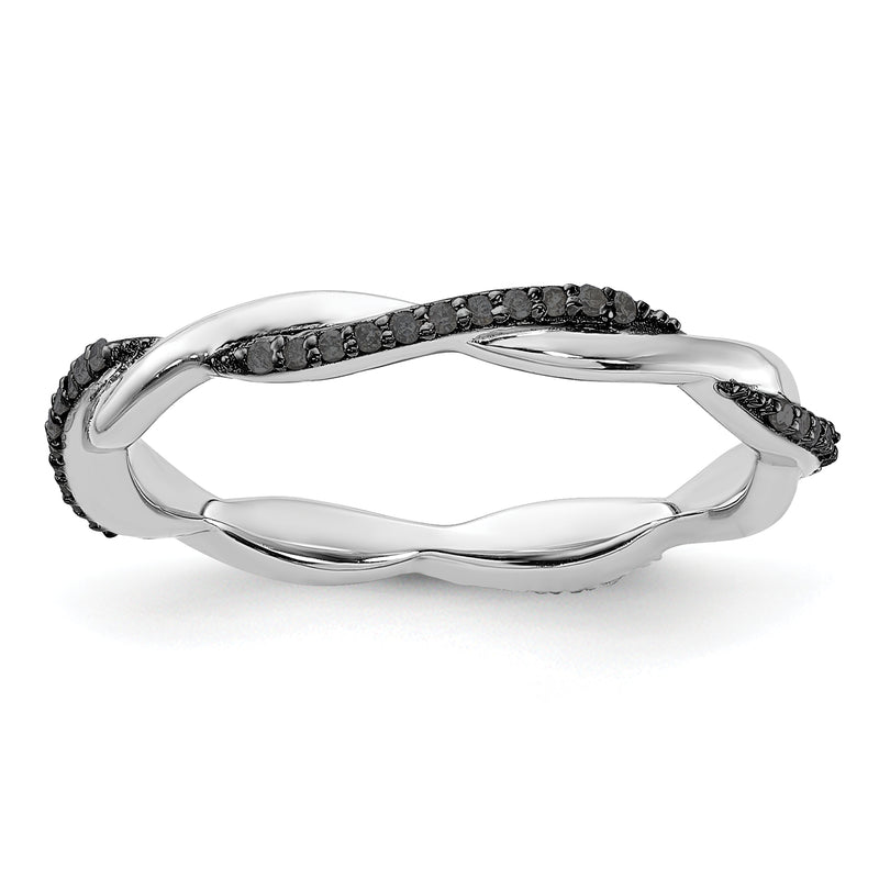 Sterling Silver Stackable Expressions Polished Black Diamond Ring