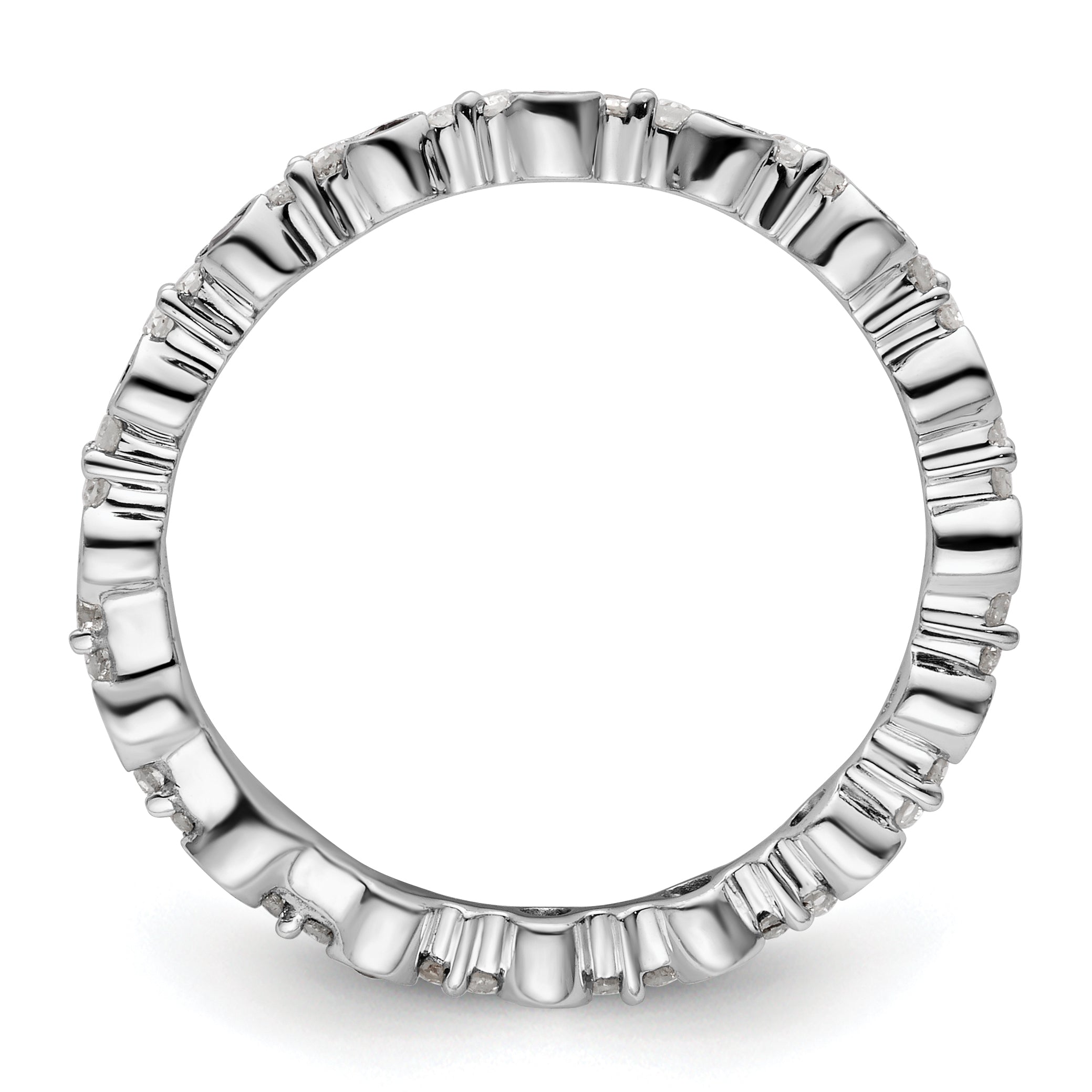 Sterling Silver Stackable Expressions Polished Black/White Dia Ring (Size 7 Only)