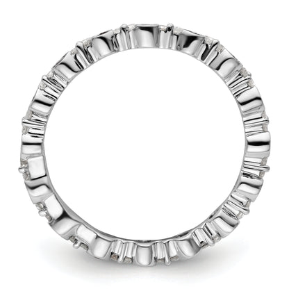 Sterling Silver Stackable Expressions Polished Black/White Dia Ring (Size 7 Only)