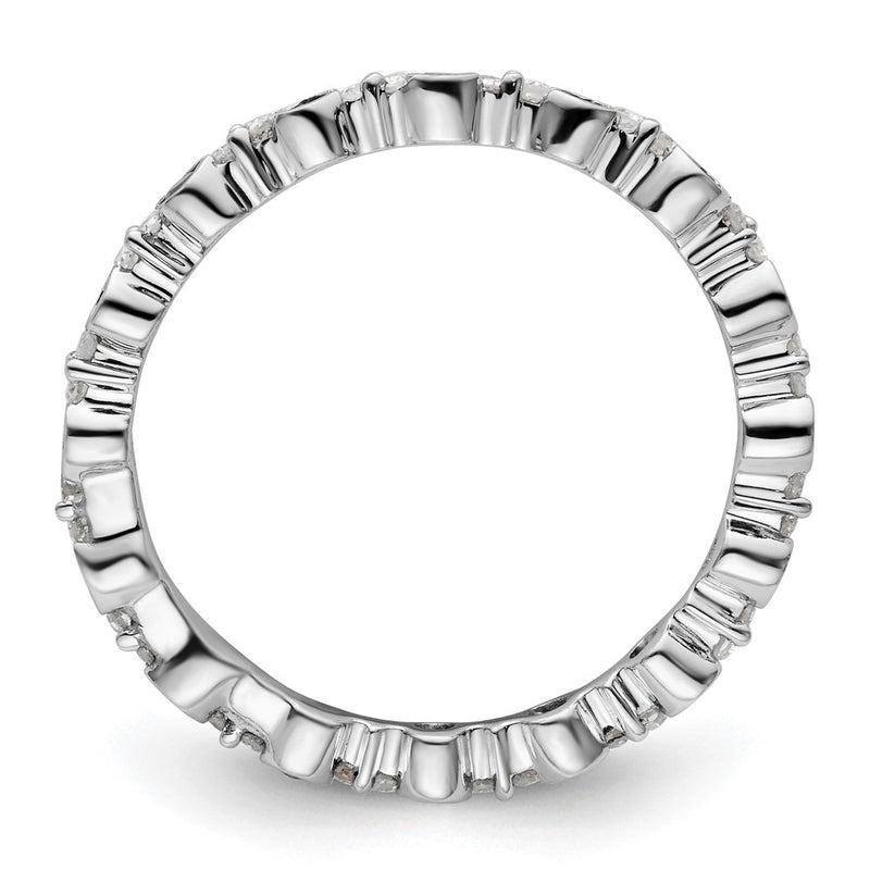 Sterling Silver Stackable Expressions Polished Black/White Dia Ring (Size 7 Only)