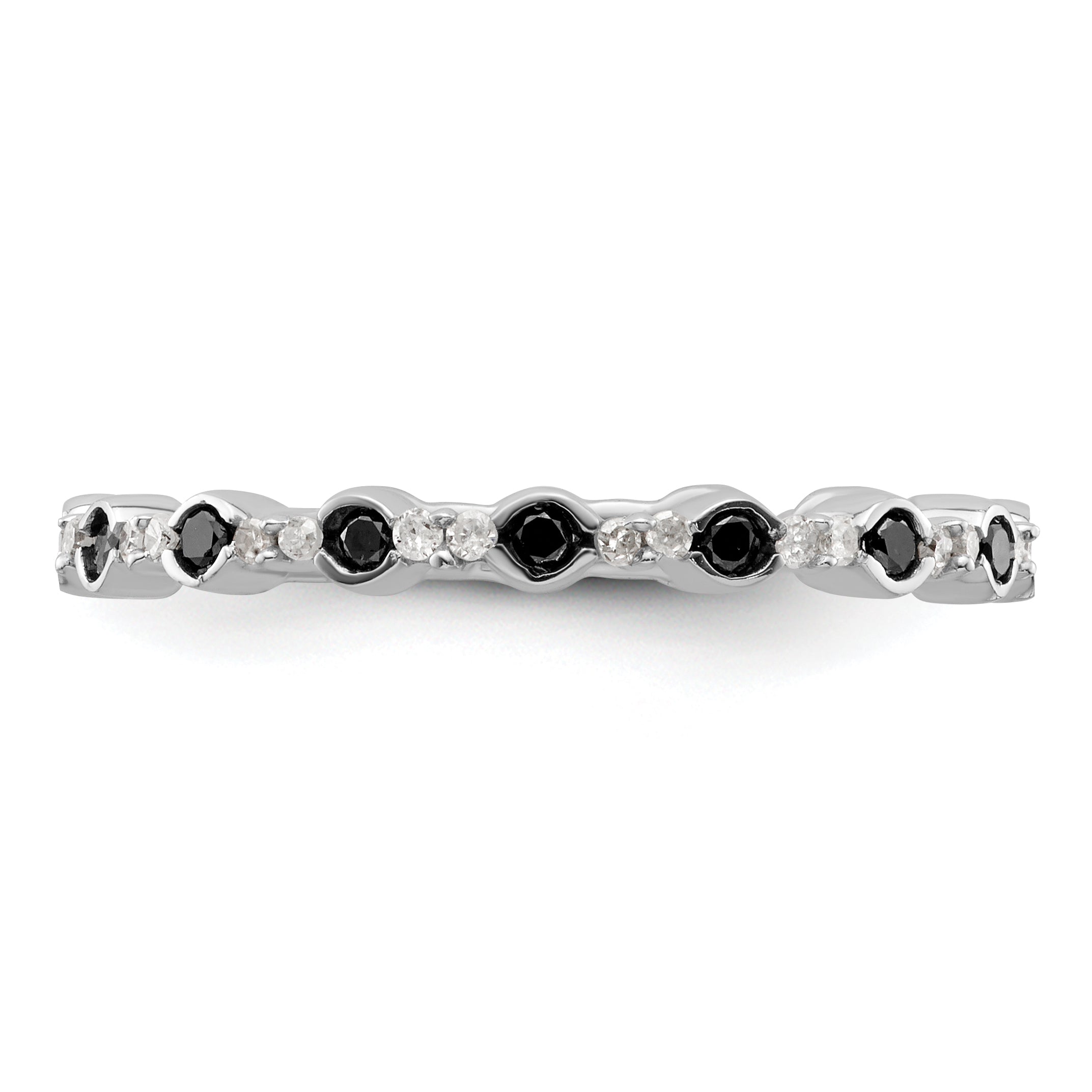 Sterling Silver Stackable Expressions Polished Black/White Dia Ring (Size 7 Only)
