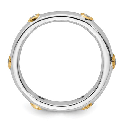 Sterling Silver Stackable Expressions Polished Diamond Ring (Size 9 Only)