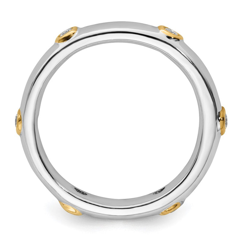 Sterling Silver Stackable Expressions Polished Diamond Ring (Size 9 Only)