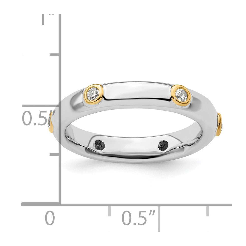 Sterling Silver Stackable Expressions Polished Diamond Ring (Size 9 Only)