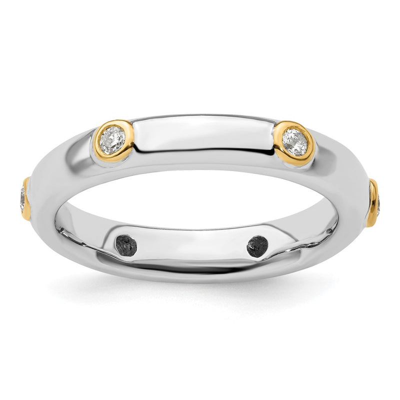 Sterling Silver Stackable Expressions Polished Diamond Ring (Size 9 Only)