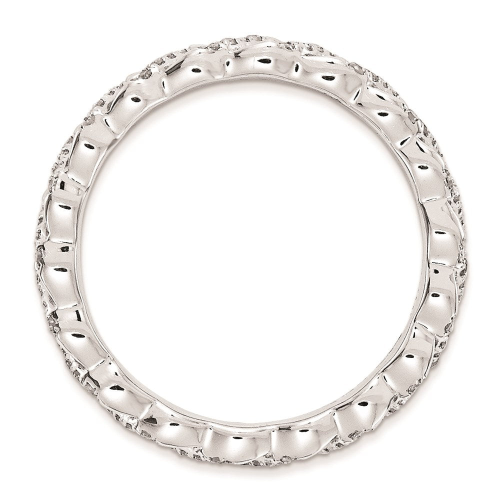 Sterling Silver Stackable Expressions Polished Diamond Ring (Size 6 Only)