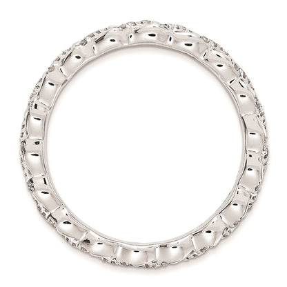 Sterling Silver Stackable Expressions Polished Diamond Ring (Size 6 Only)