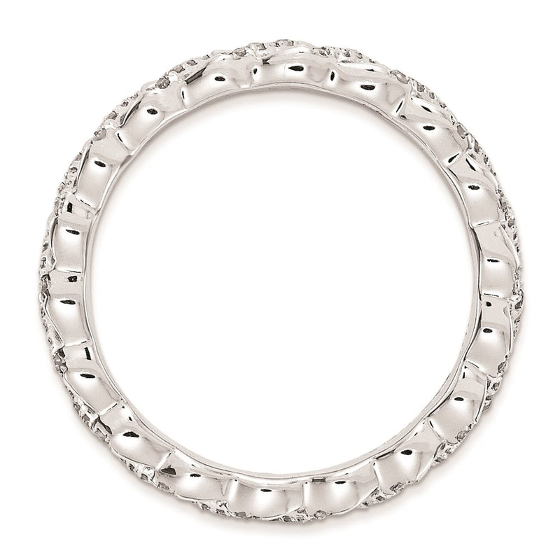 Sterling Silver Stackable Expressions Polished Diamond Ring (Size 6 Only)