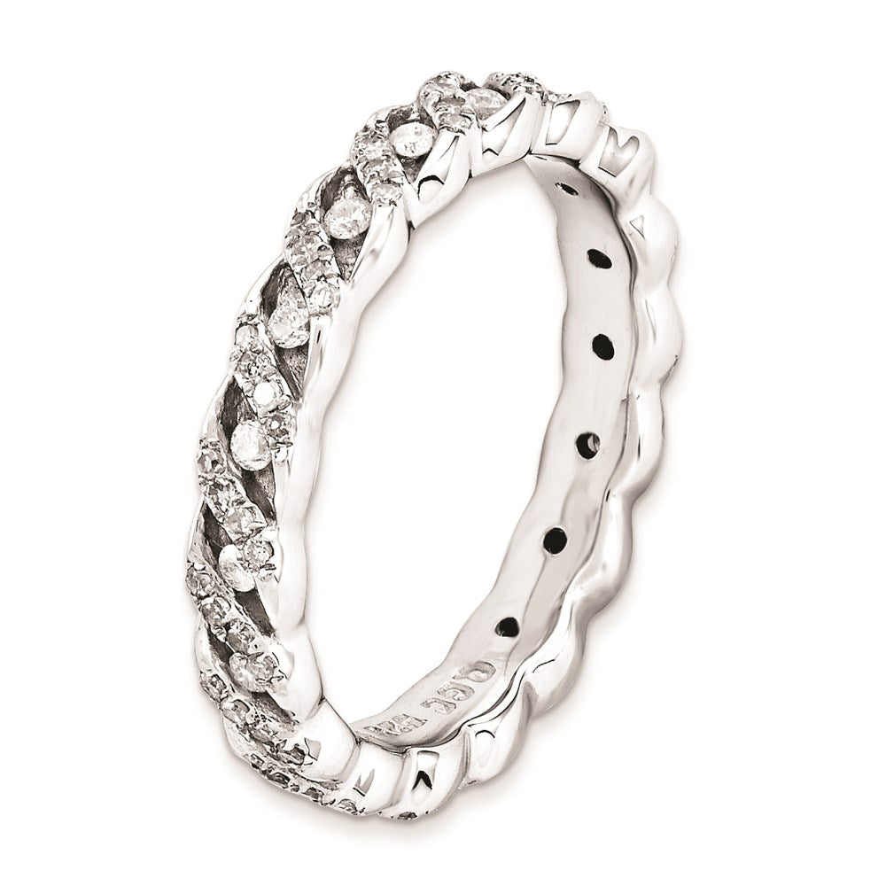Sterling Silver Stackable Expressions Polished Diamond Ring (Size 6 Only)
