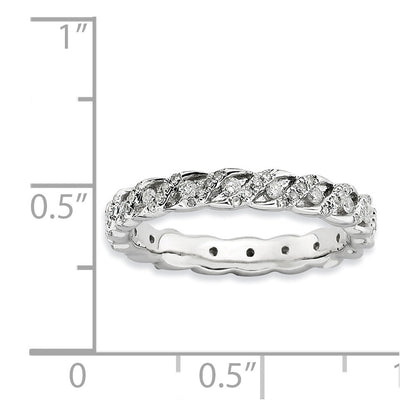 Sterling Silver Stackable Expressions Polished Diamond Ring (Size 6 Only)