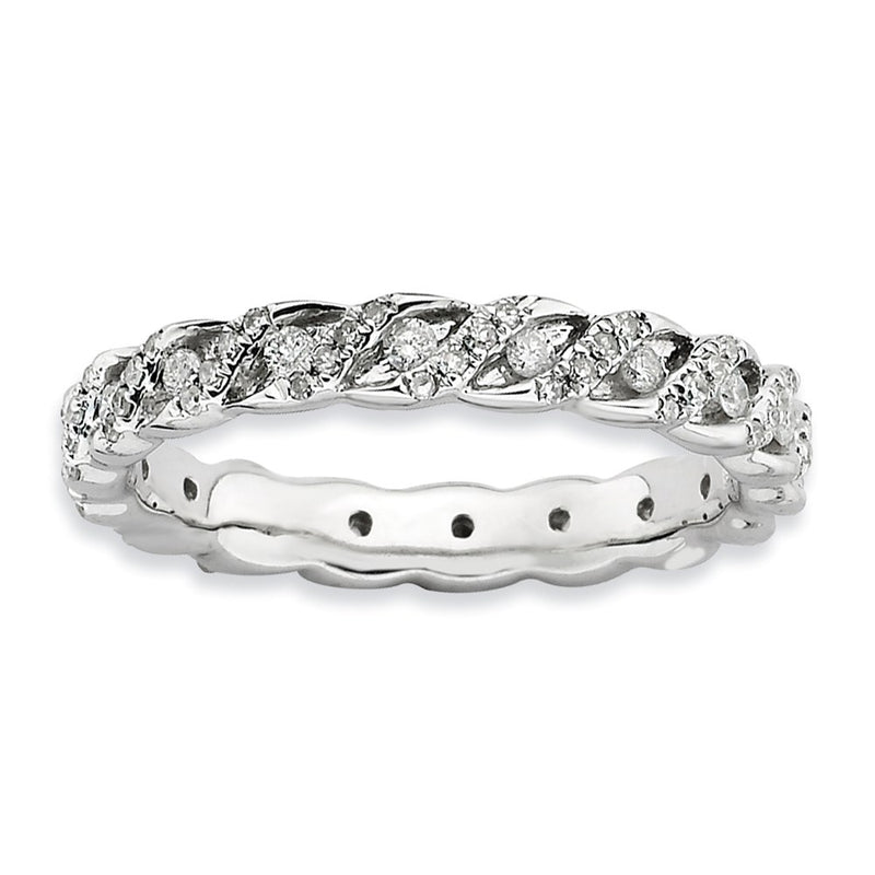 Sterling Silver Stackable Expressions Polished Diamond Ring (Size 6 Only)