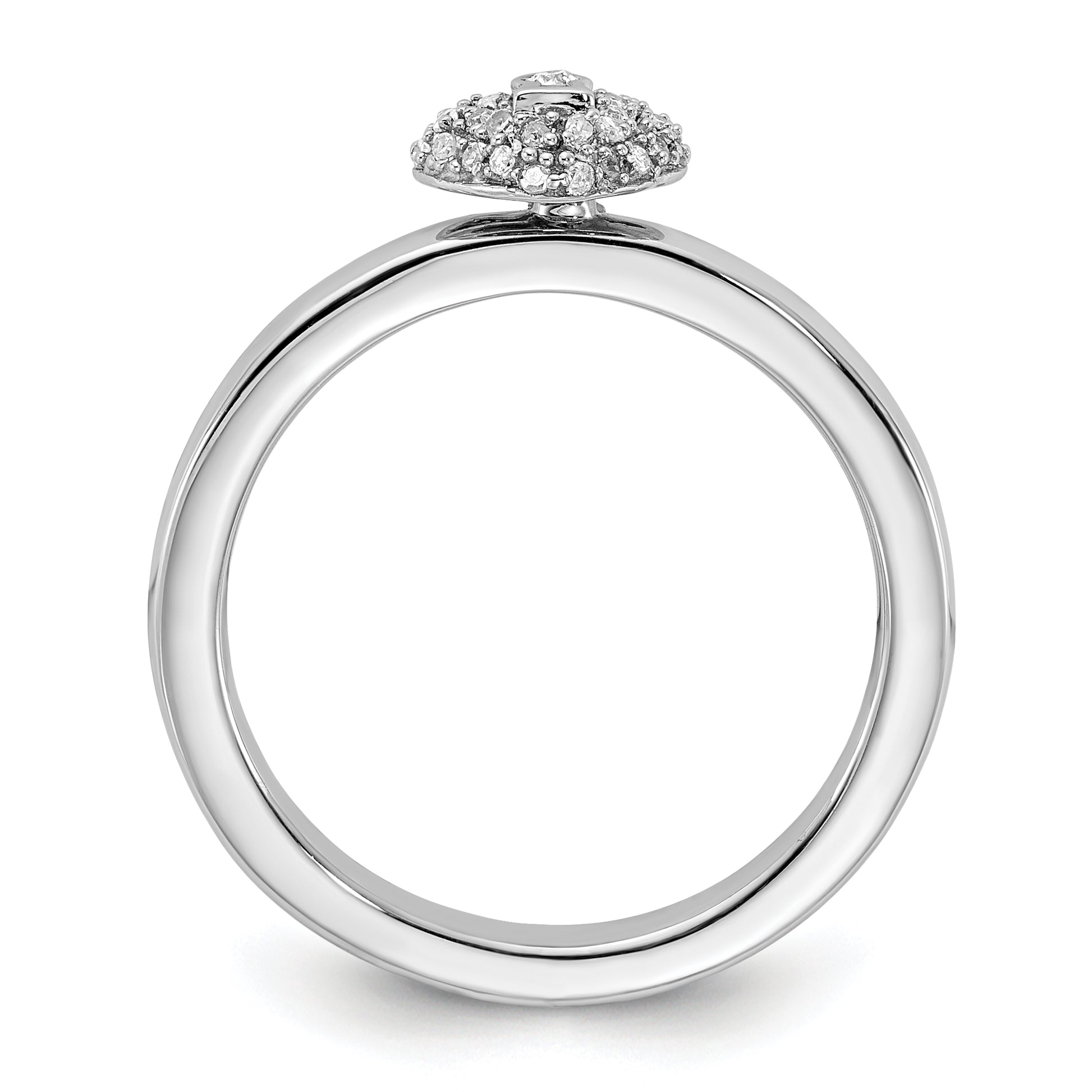 Sterling Silver Stackable Expressions Polished Diamond Heart Lock Ring