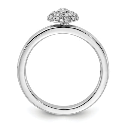 Sterling Silver Stackable Expressions Polished Diamond Heart Lock Ring