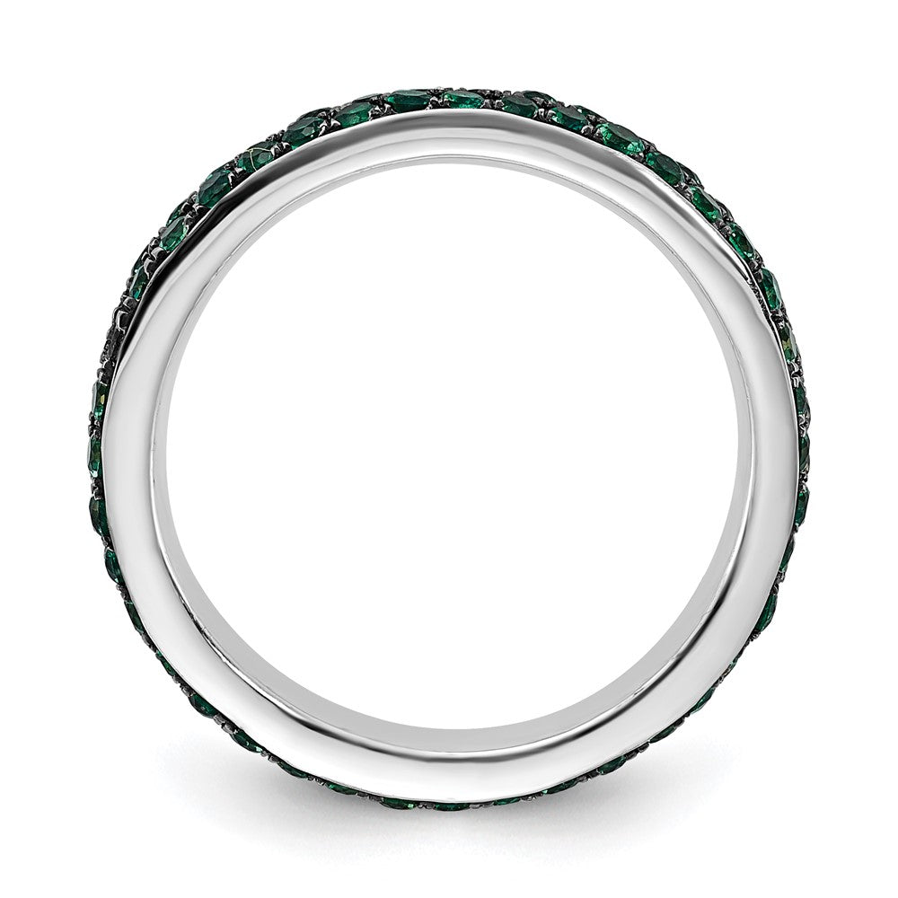 Sterling Silver Stackable Expressions Polished Created Emerald Ring
