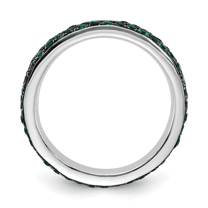 Sterling Silver Stackable Expressions Polished Created Emerald Ring