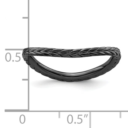 Sterling Silver Stackable Expressions Polished Black Plated Wave Ring