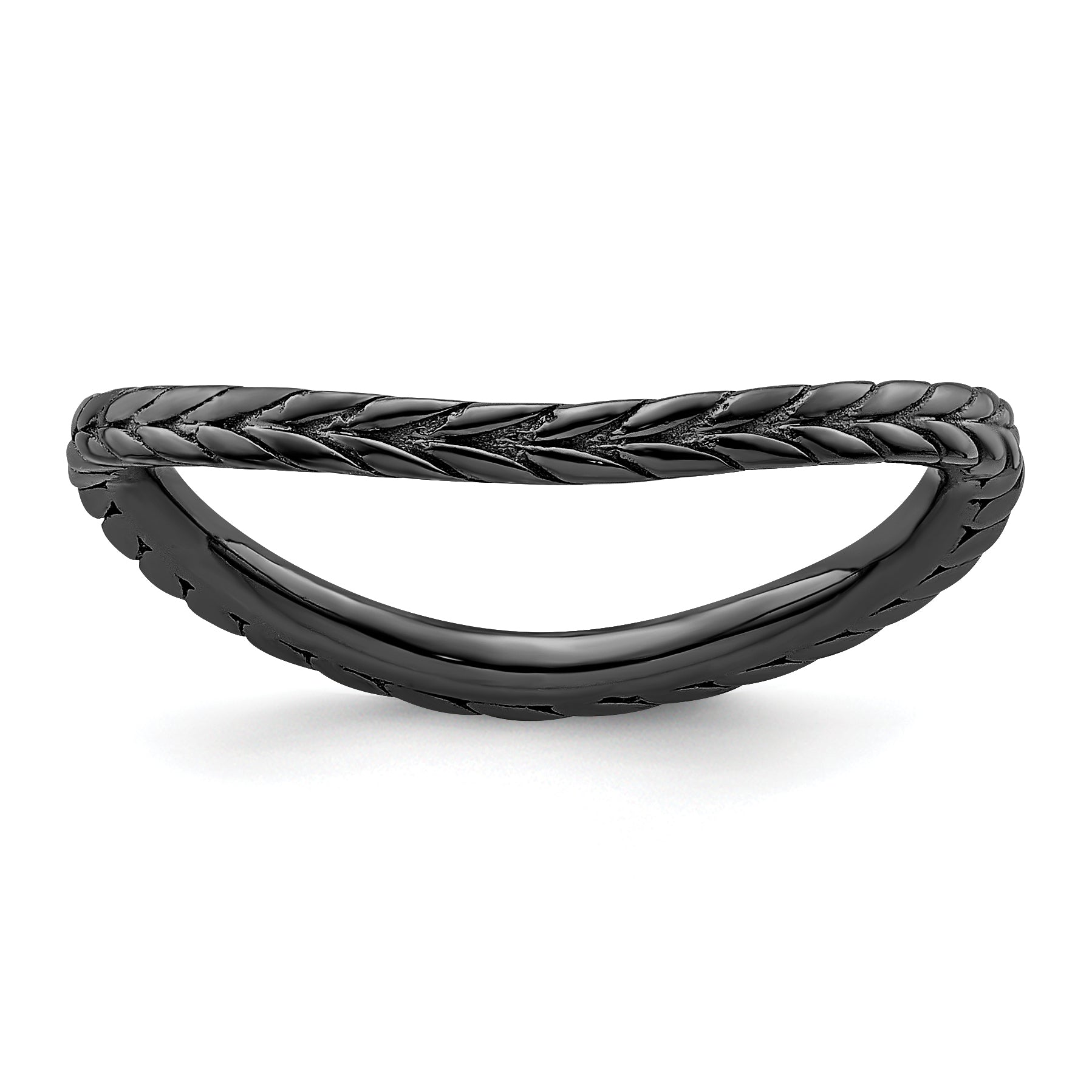 Sterling Silver Stackable Expressions Polished Black Plated Wave Ring