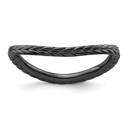 Sterling Silver Stackable Expressions Polished Black Plated Wave Ring
