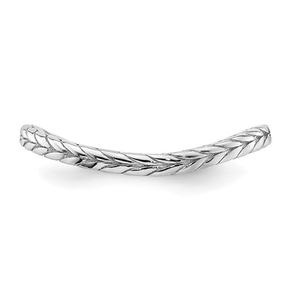 Sterling Silver Stackable Expressions Polished Rhodium Plated Wave Ring (Size 5 Only)