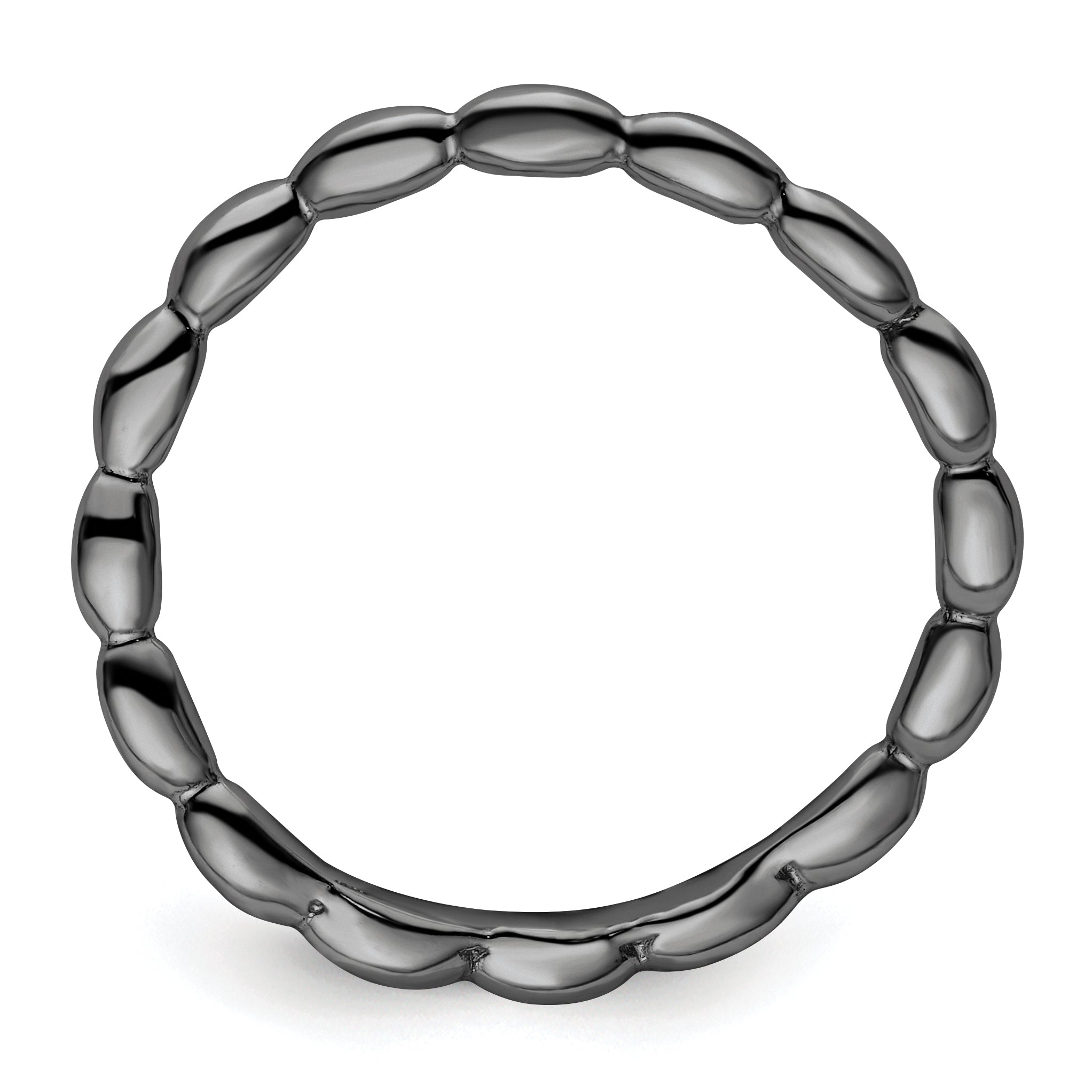 Sterling Silver Stackable Expressions Polished Black Plate Wave Ring