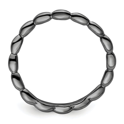 Sterling Silver Stackable Expressions Polished Black Plate Wave Ring