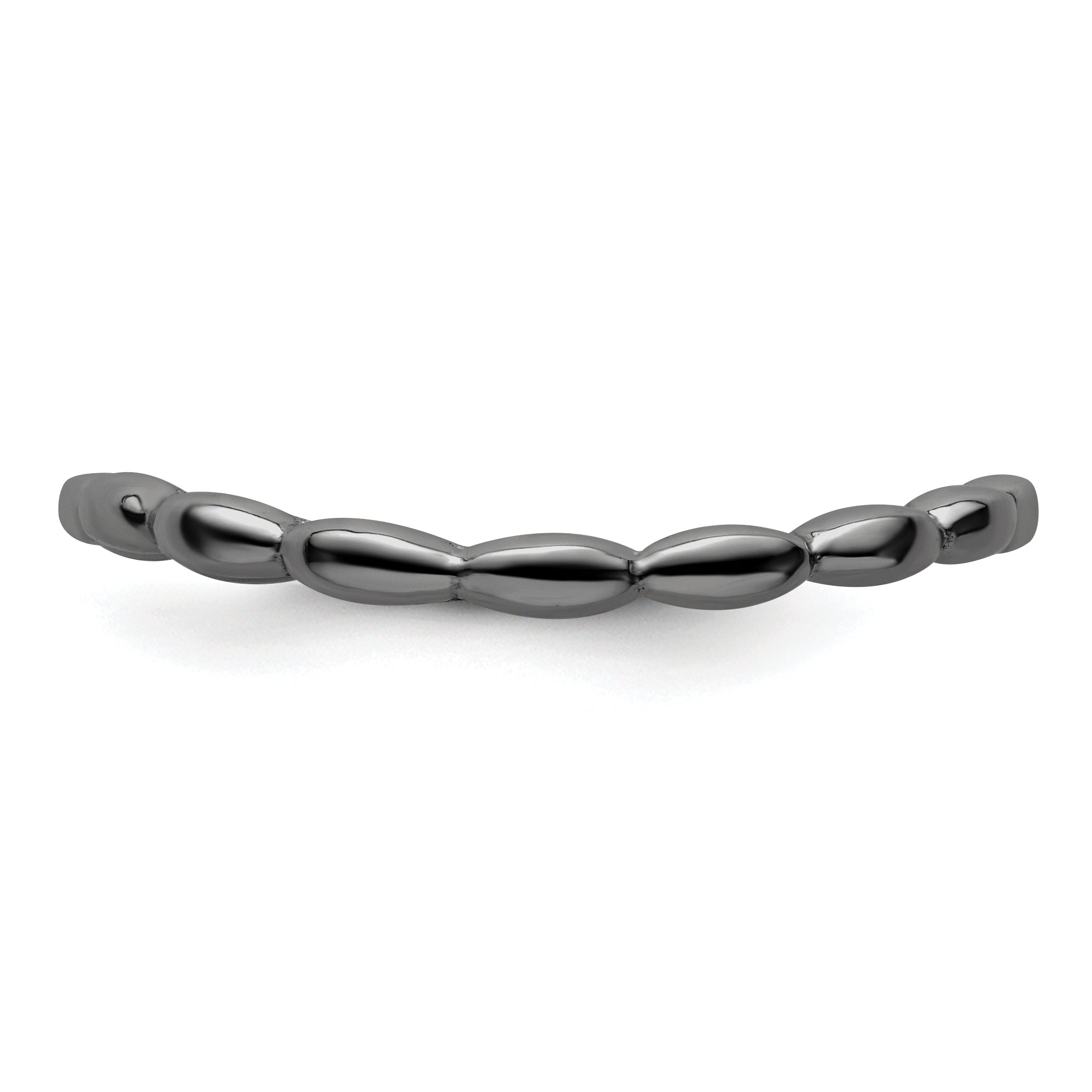 Sterling Silver Stackable Expressions Polished Black Plate Wave Ring