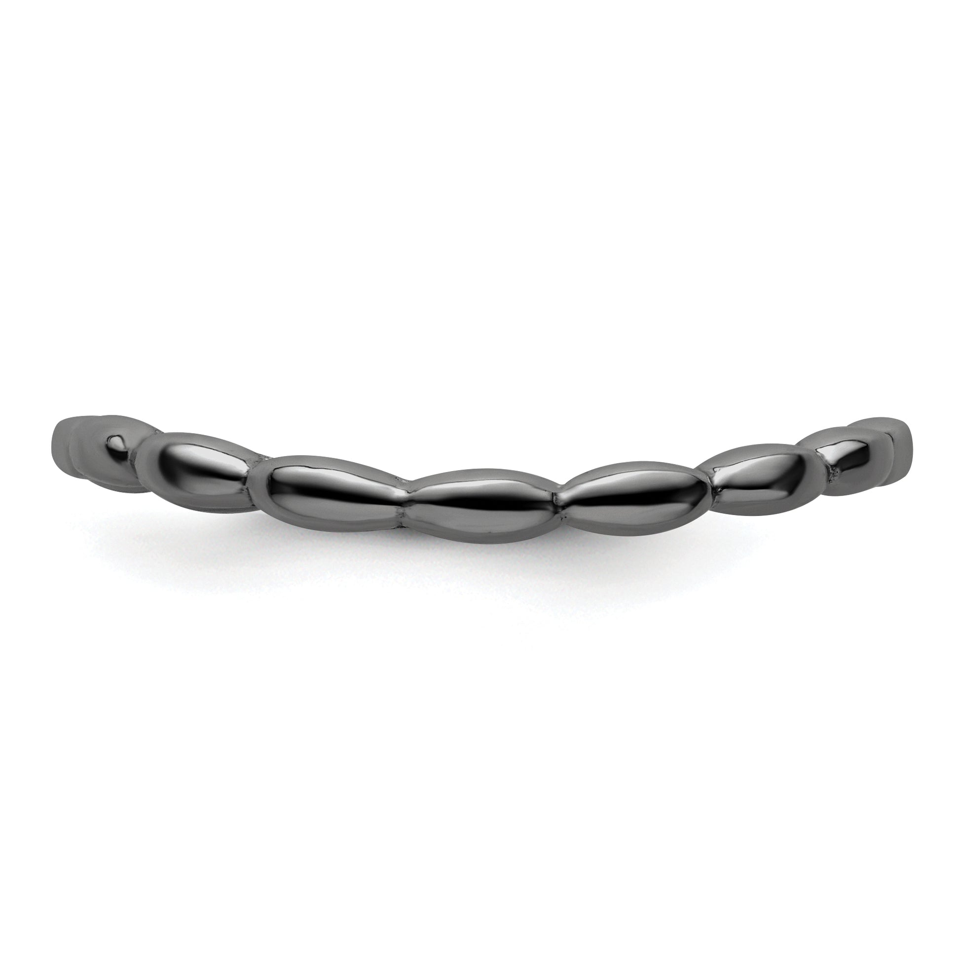 Sterling Silver Stackable Expressions Polished Black Plate Wave Ring