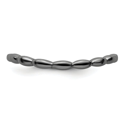 Sterling Silver Stackable Expressions Polished Black Plate Wave Ring