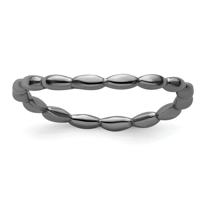 Sterling Silver Stackable Expressions Polished Black Plate Wave Ring