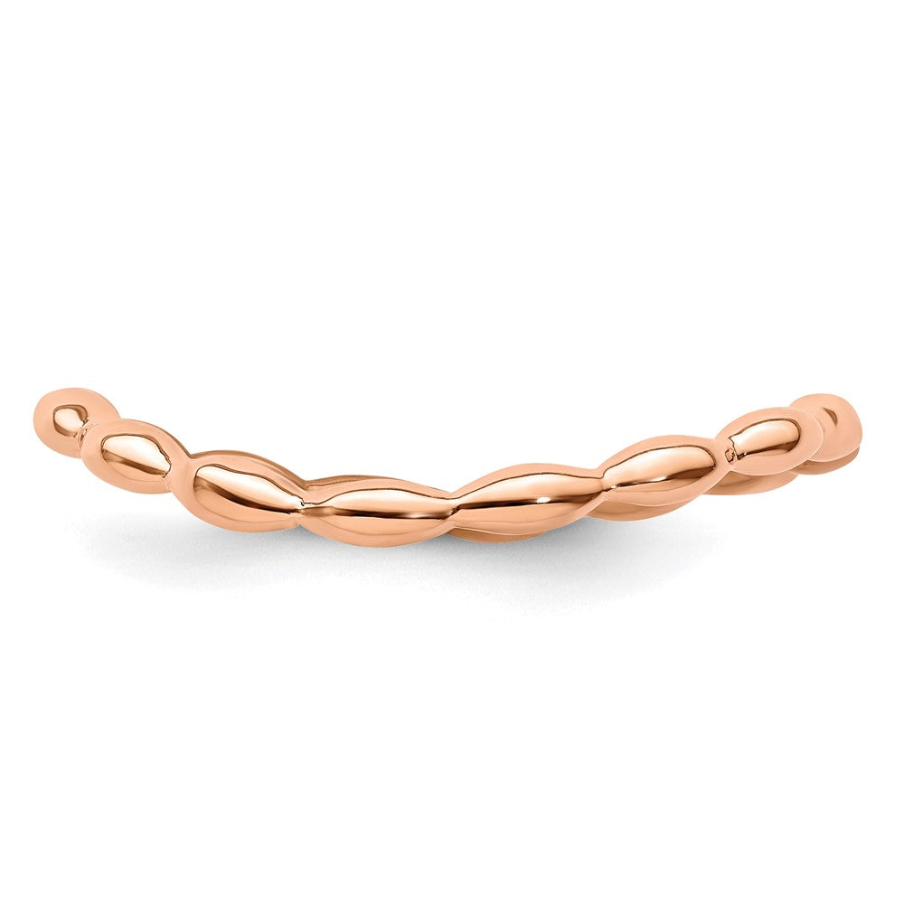 Sterling Silver Stackable Expressions Polished Pink Plate Wave Ring