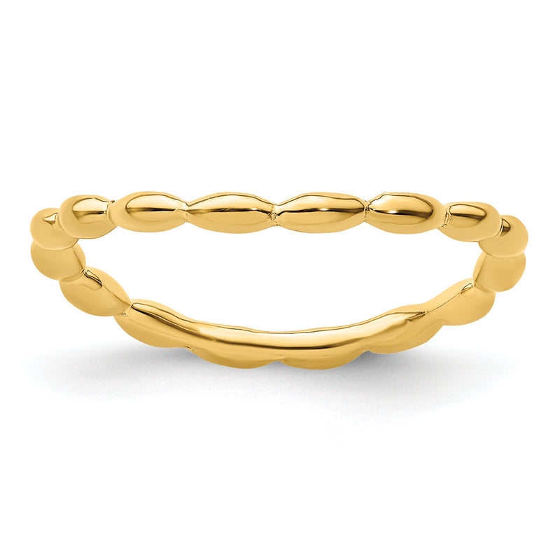 Sterling Silver Stackable Expressions Polished Gold Plate Wave Ring
