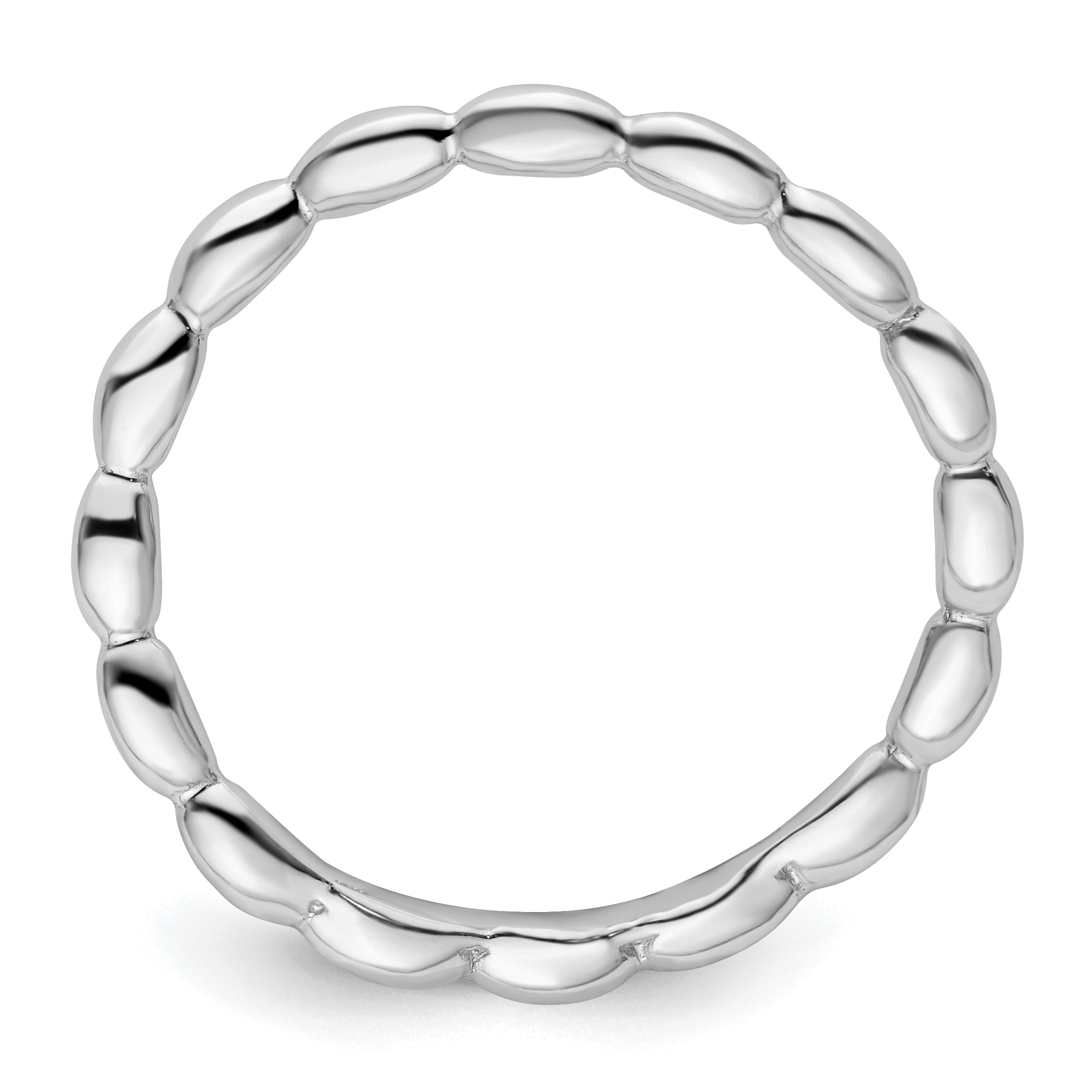 Sterling Silver Stackable Expressions Polished Rhodium Plate Wave Ring