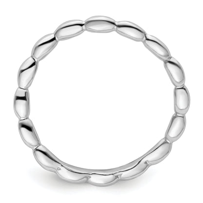 Sterling Silver Stackable Expressions Polished Rhodium Plate Wave Ring