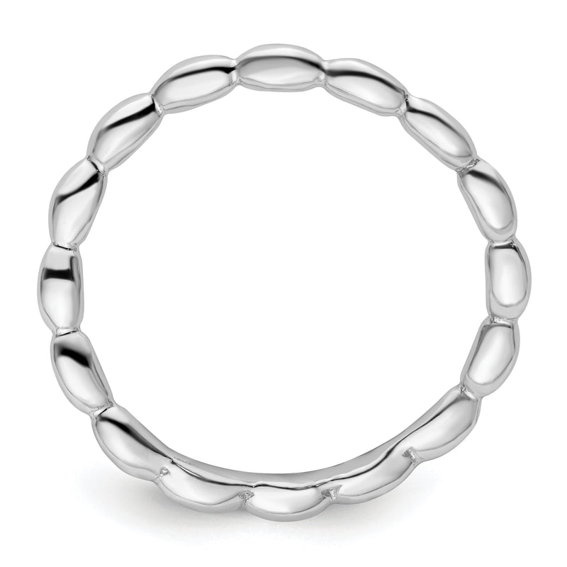 Sterling Silver Stackable Expressions Polished Rhodium Plate Wave Ring