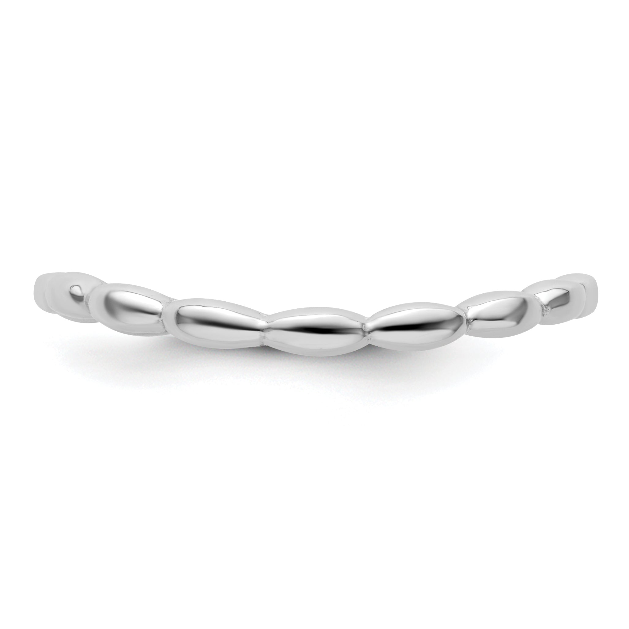 Sterling Silver Stackable Expressions Polished Rhodium Plate Wave Ring